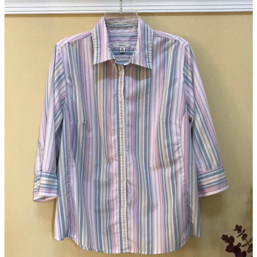 Merona button down striped top